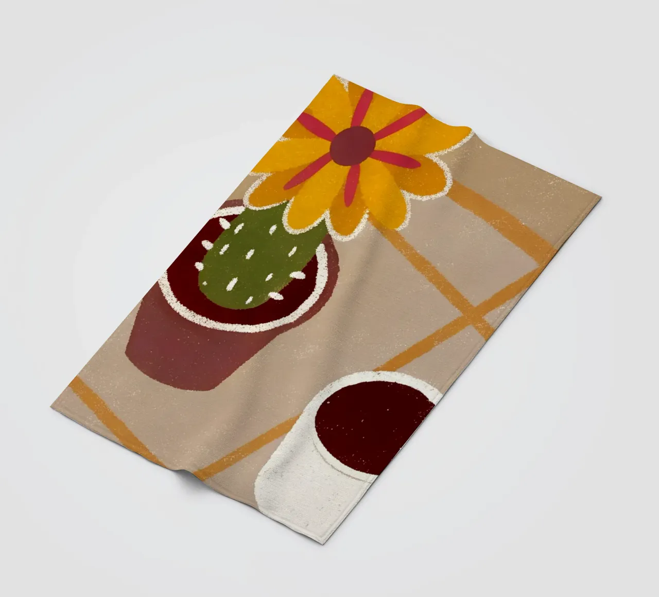 Cactus e caffè Retro Pop coperta in pile da THE LATEST SHOP