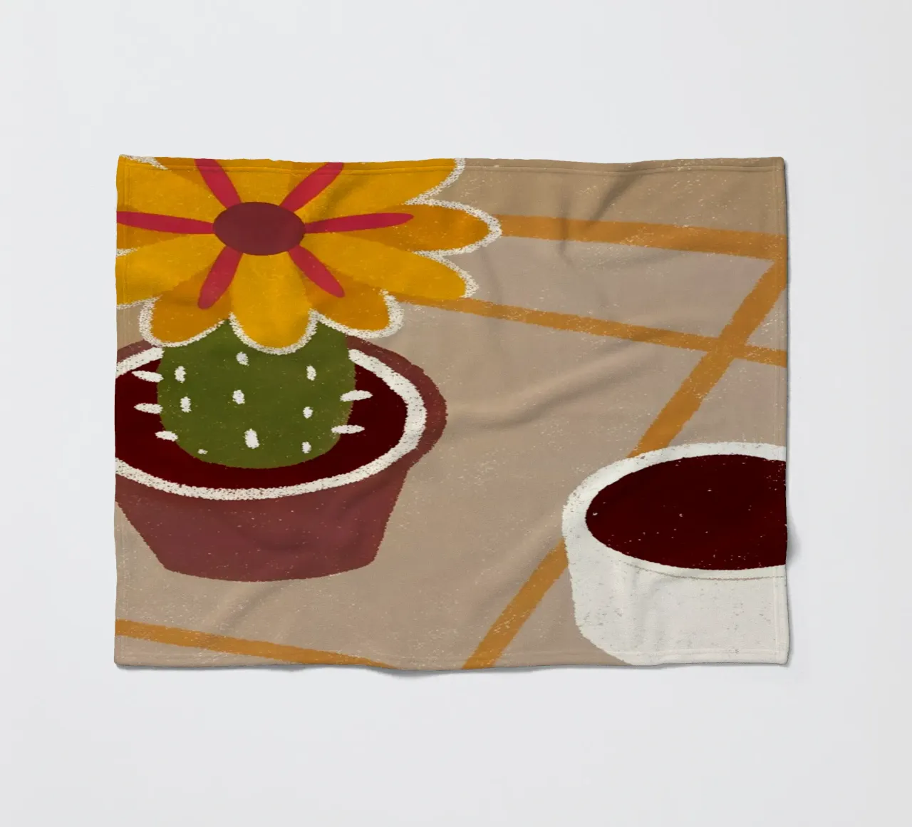 Cactus e caffè Retro Pop coperta in pile da THE LATEST SHOP