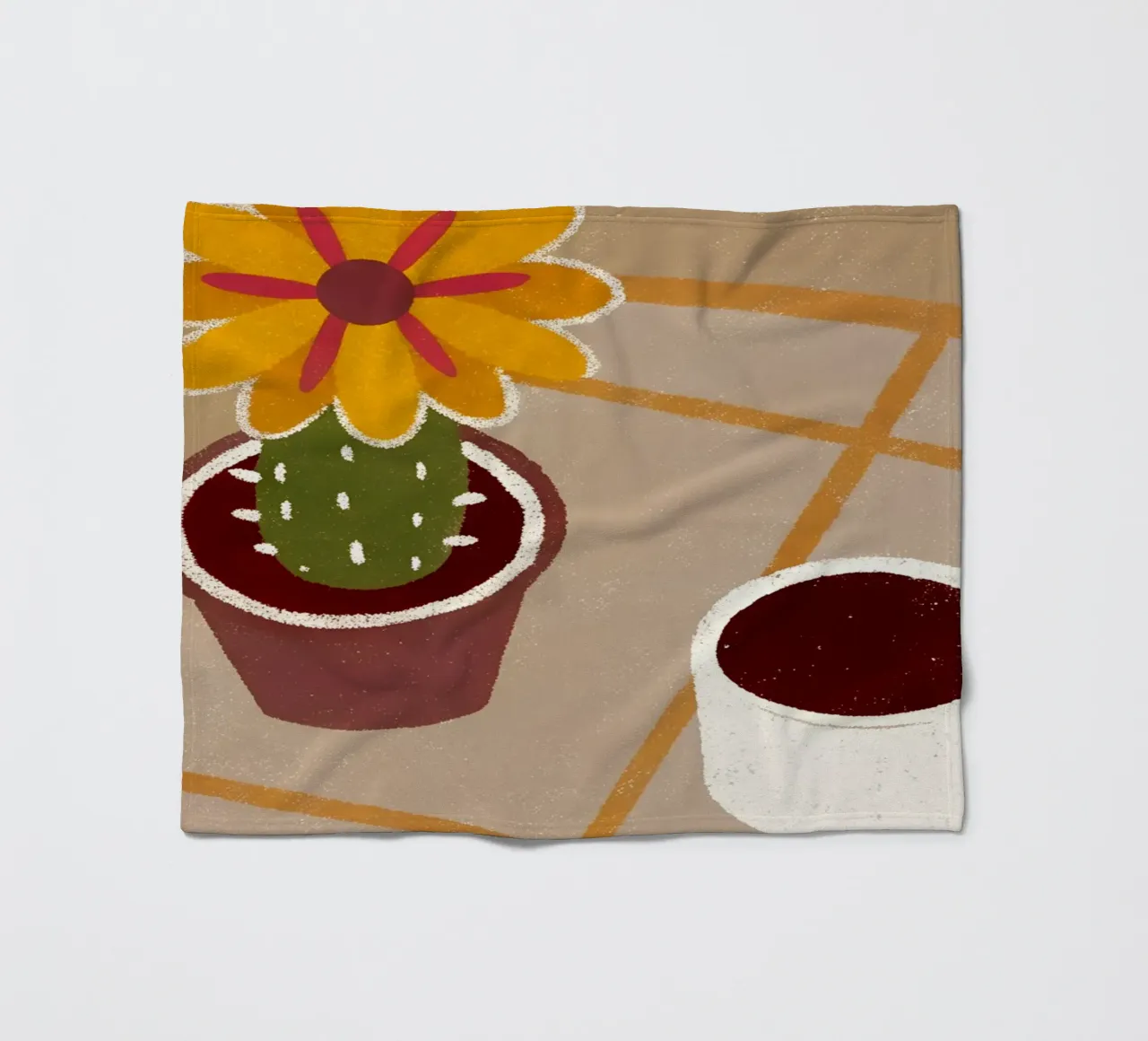 Cactus e caffè Retro Pop coperta in pile da THE LATEST SHOP