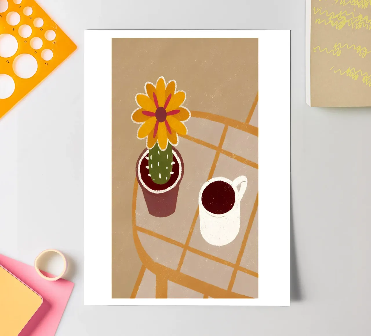 Cactus e caffè Retro Pop foglio adesivo da THE LATEST SHOP
