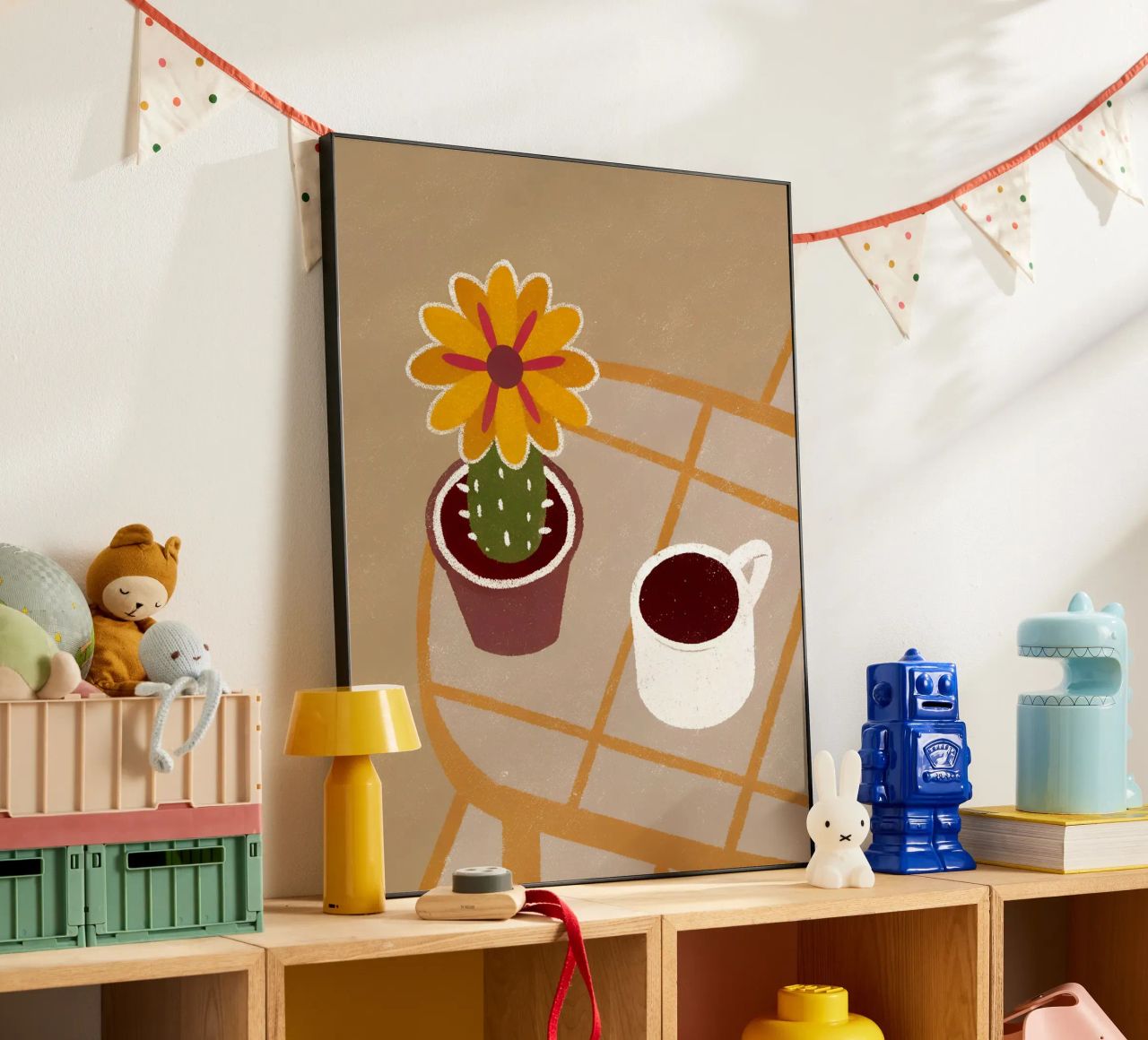 Cactus e caffè Retro Pop alluminio dibond da THE LATEST SHOP