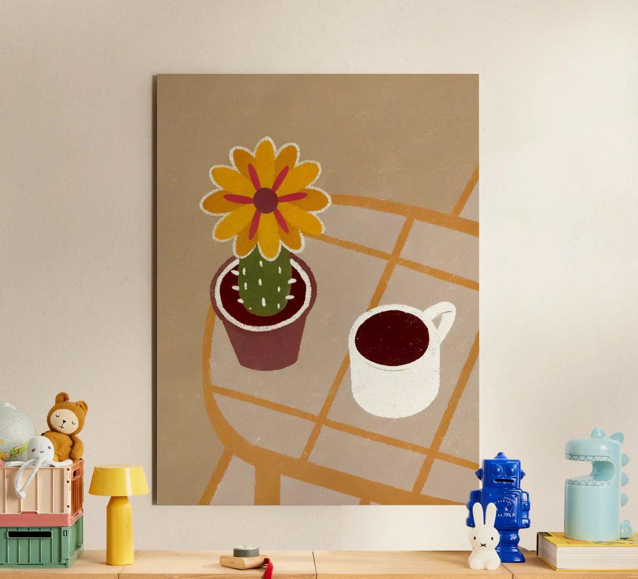 Cactus e caffè Retro Pop alluminio dibond da THE LATEST SHOP