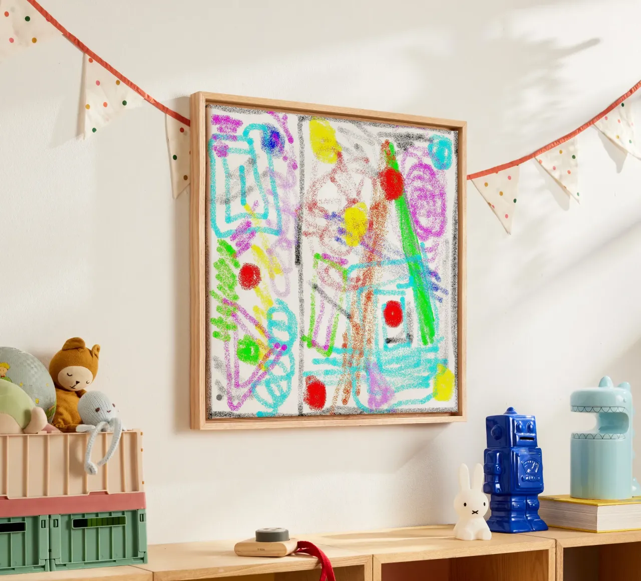 Eerst schilderen en krabbelen canvas met Baklijst van Gürsel Yesil Digital Art