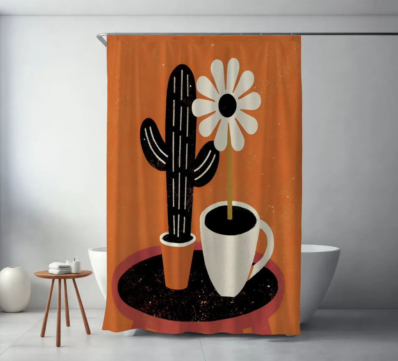 Cactus e caffè Retro Pop tenda da doccia da THE LATEST SHOP
