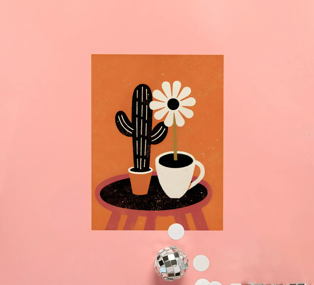 Cactus e caffè Retro Pop adesivo da THE LATEST SHOP