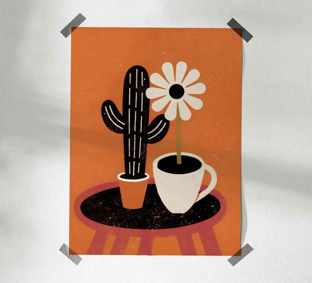 Cactus e caffè Retro Pop poster con telaio in plastica da THE LATEST SHOP