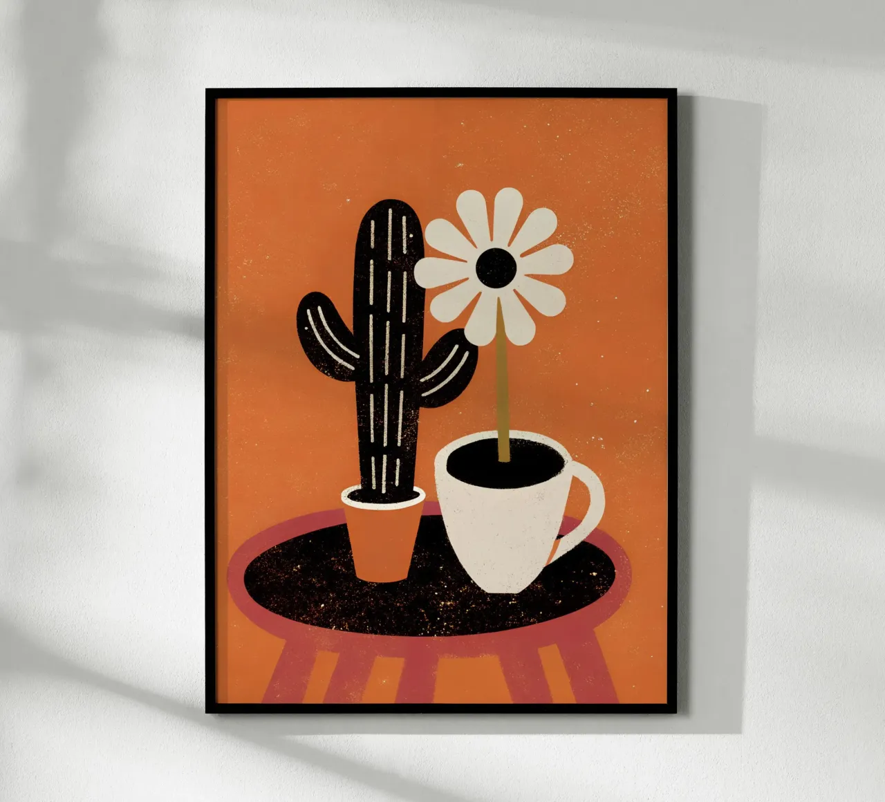 Cactus e caffè Retro Pop poster con telaio in plastica da THE LATEST SHOP