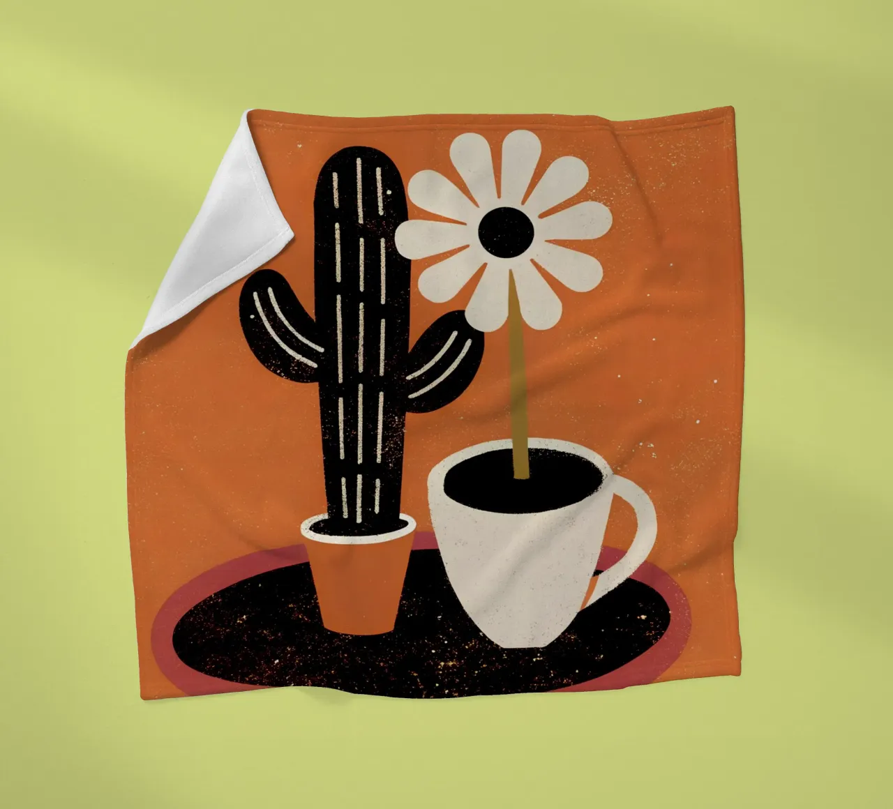 Cactus e caffè Retro Pop coperta in pile da THE LATEST SHOP