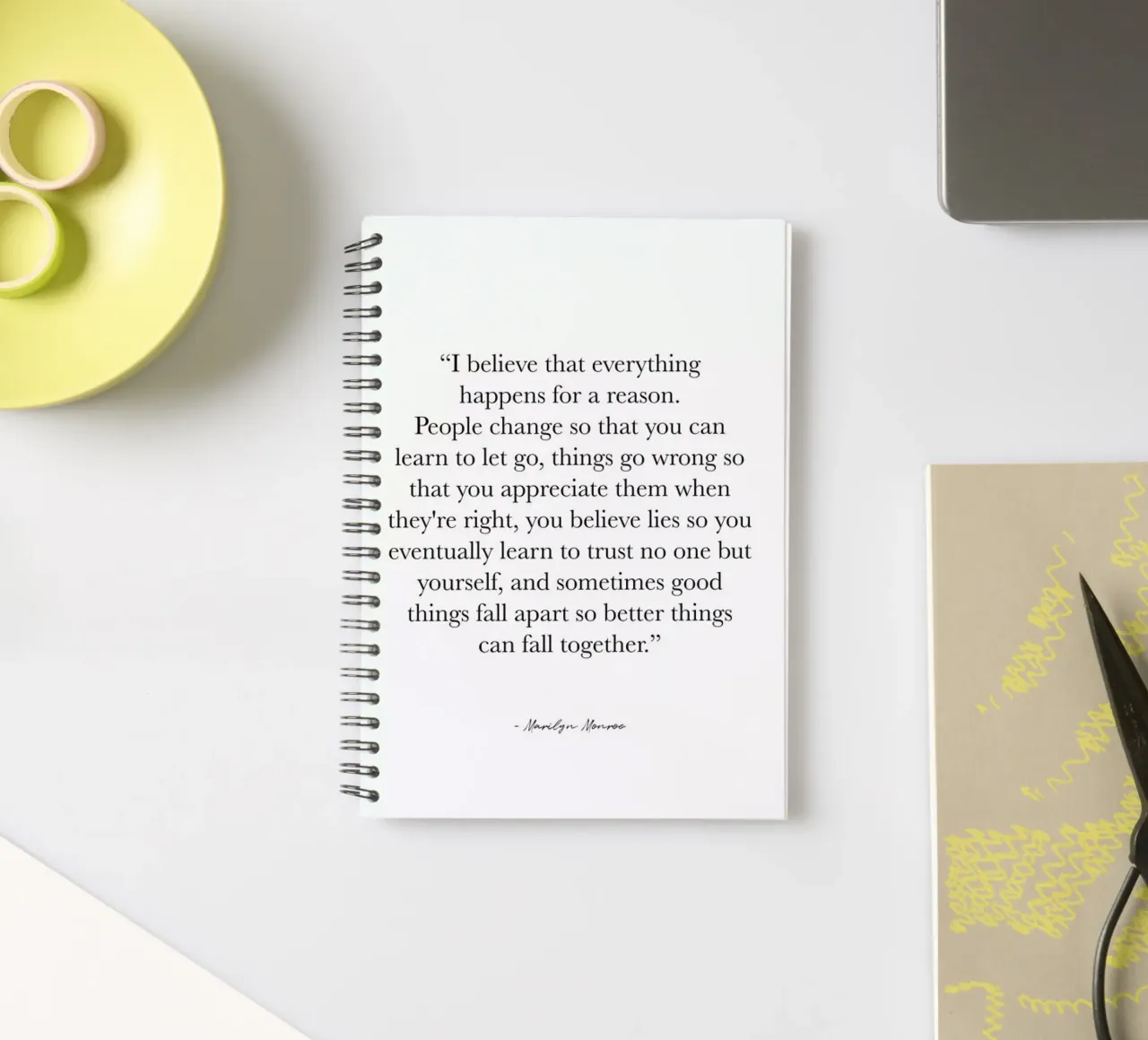 Happens for a Reason spiral notebook by typed