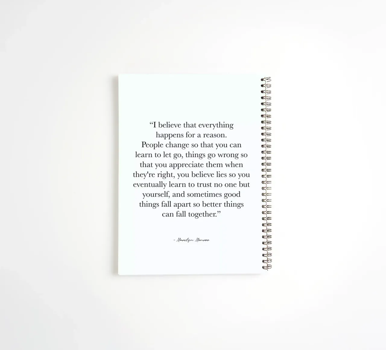 Happens for a Reason spiral notebook by typed