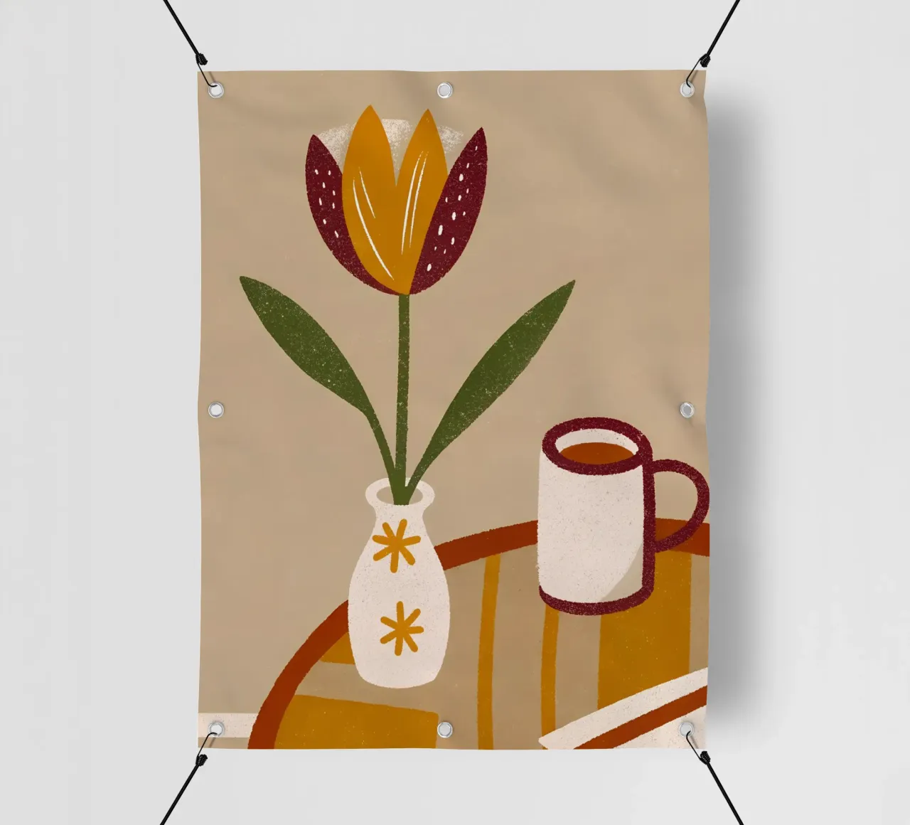 Vaso da caffè e fiori retrò Pop telo in pvc da THE LATEST SHOP