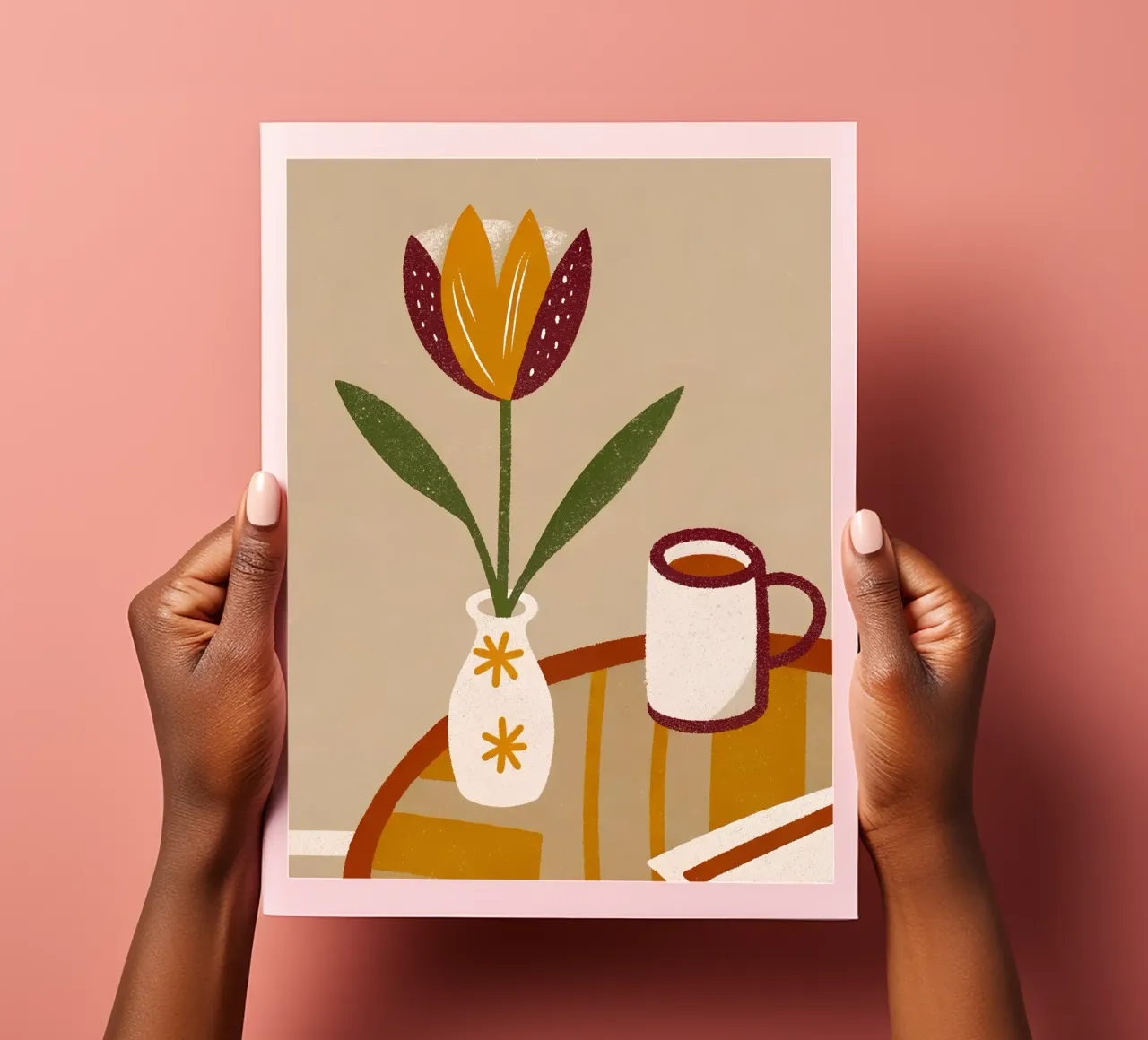 Vaso da caffè e fiori retrò Pop foglio adesivo da THE LATEST SHOP