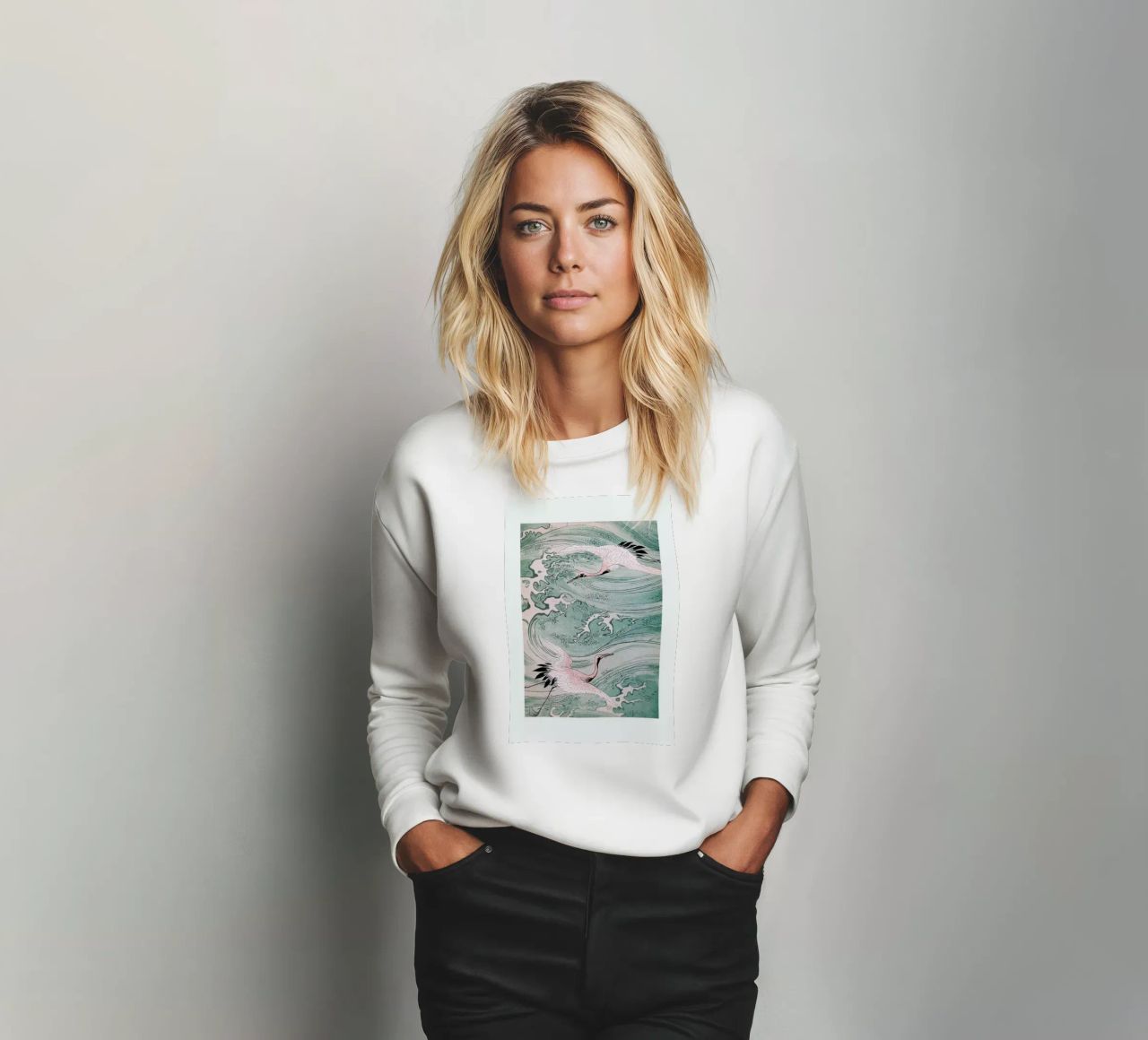 Cranes & Waves sudadera de Flora & Fauna