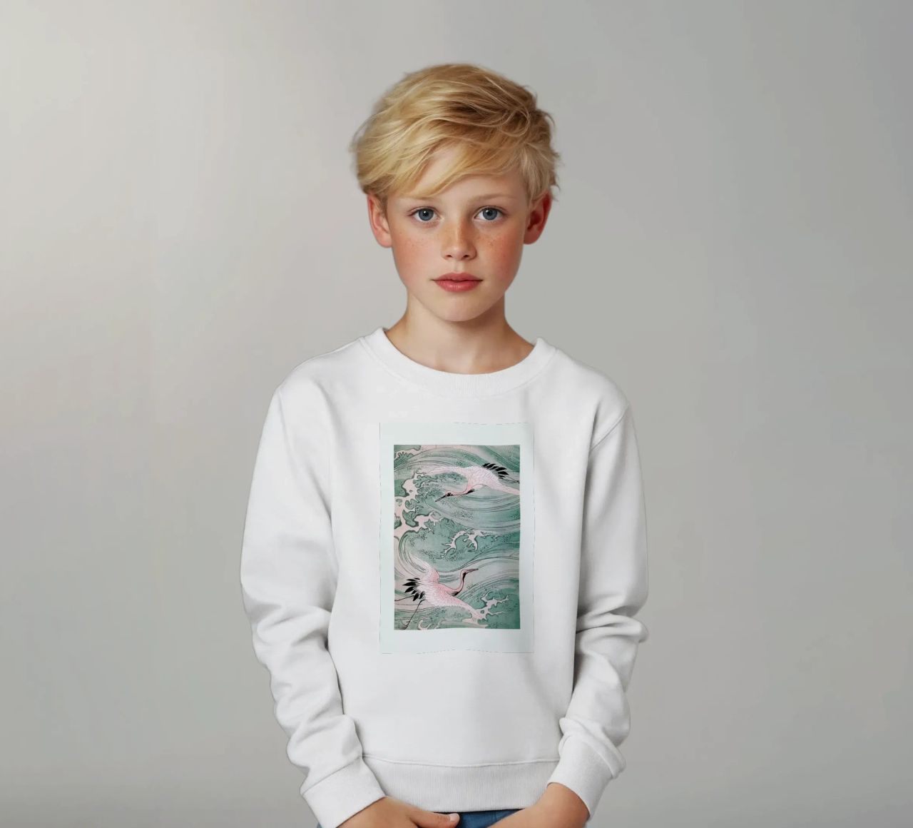 Cranes & Waves sudadera para niño de Flora & Fauna