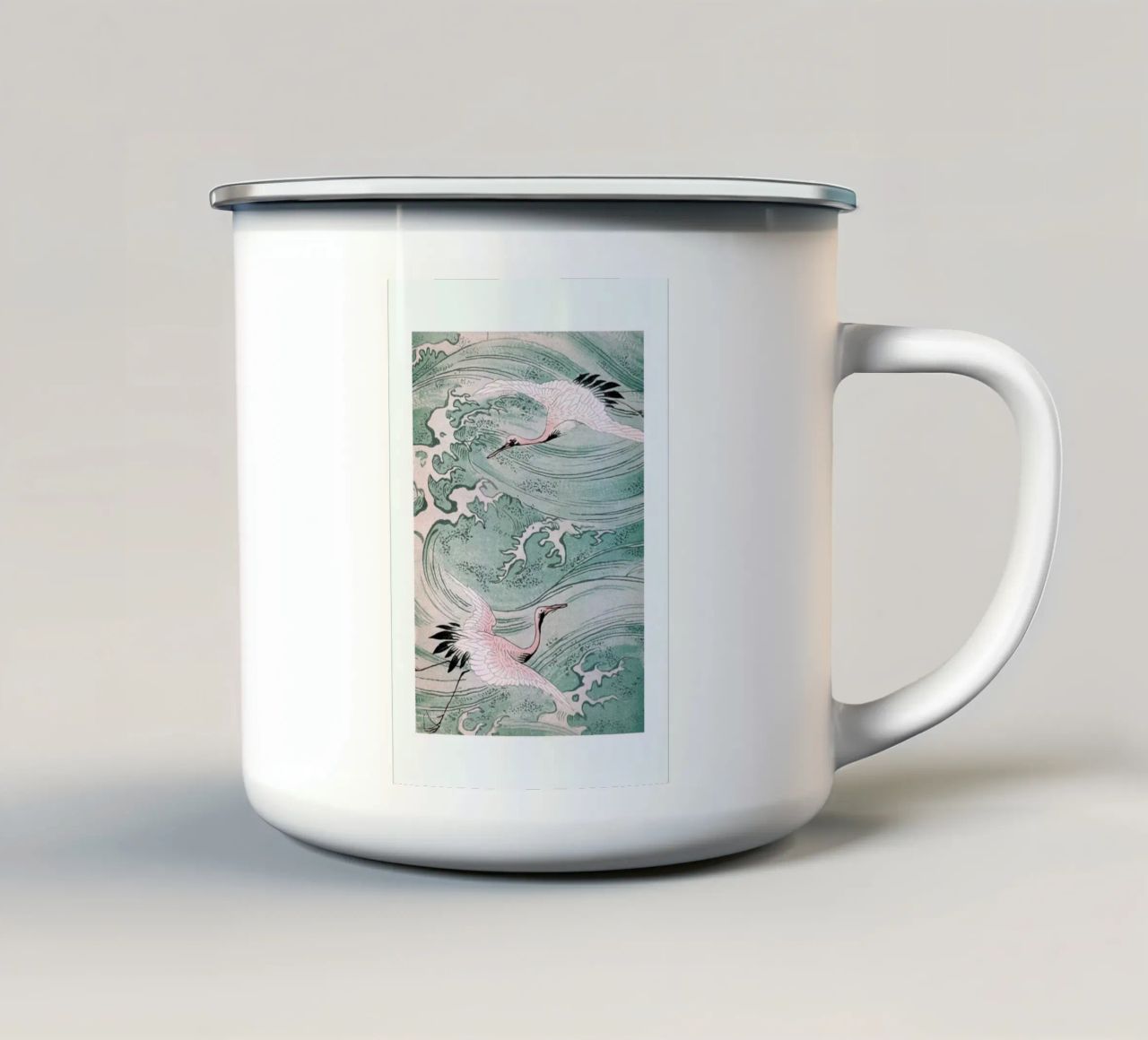 Cranes & Waves tazza in smalto da Flora & Fauna