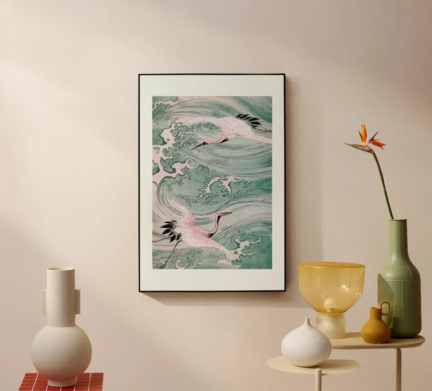 Cranes & Waves Acryl-Glas von Flora & Fauna