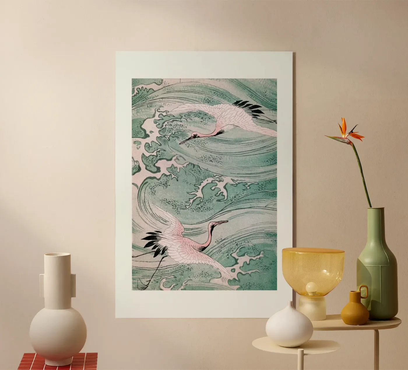 Cranes & Waves Acryl-Glas von Flora & Fauna