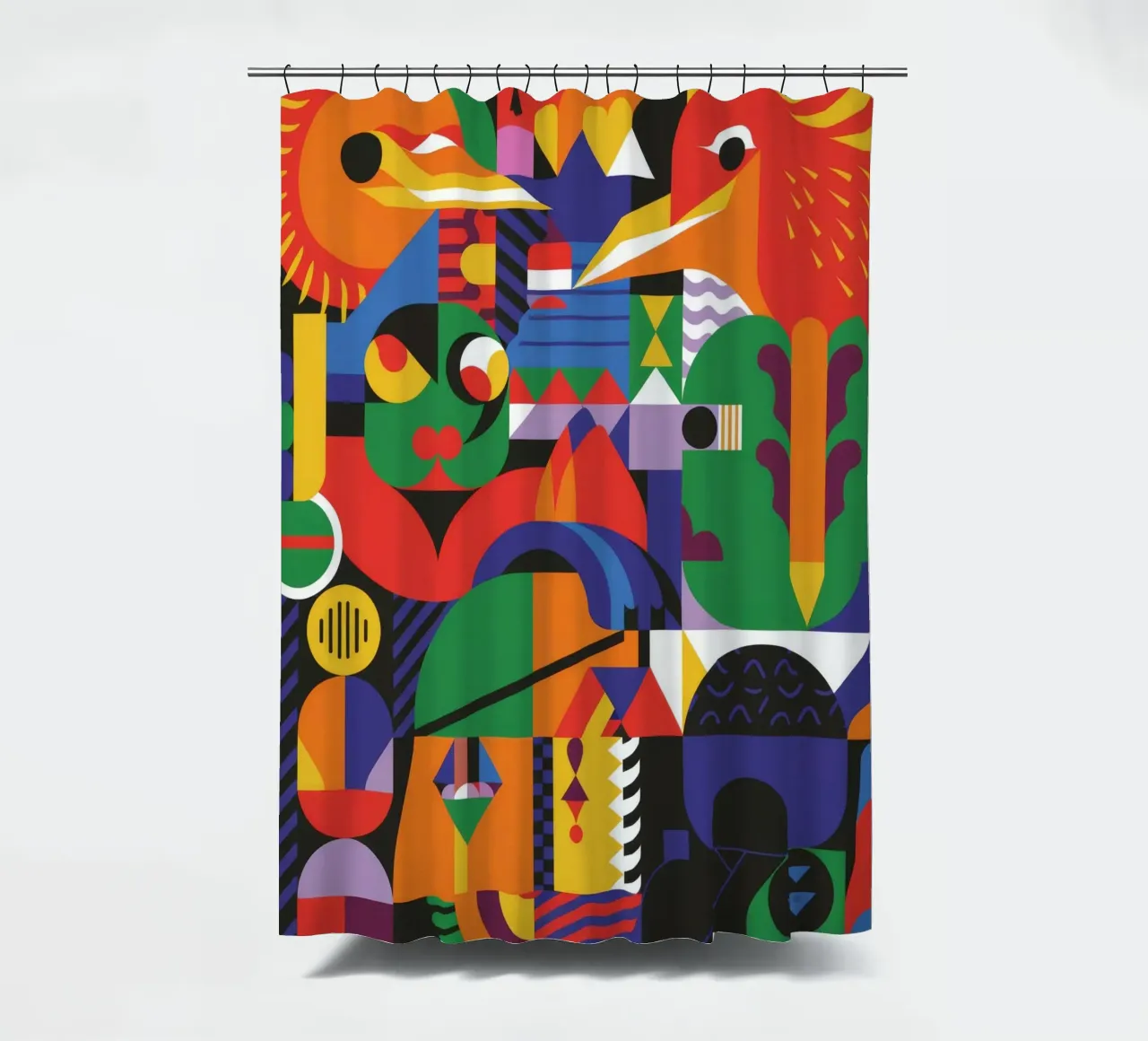 Kleurrijke abstracte symfonie douchegordijn van Monarco Virtuoso