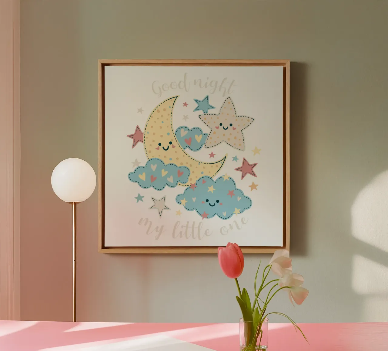 Welterusten schat canvas met Baklijst van 🐹 BABY ART PRINTS