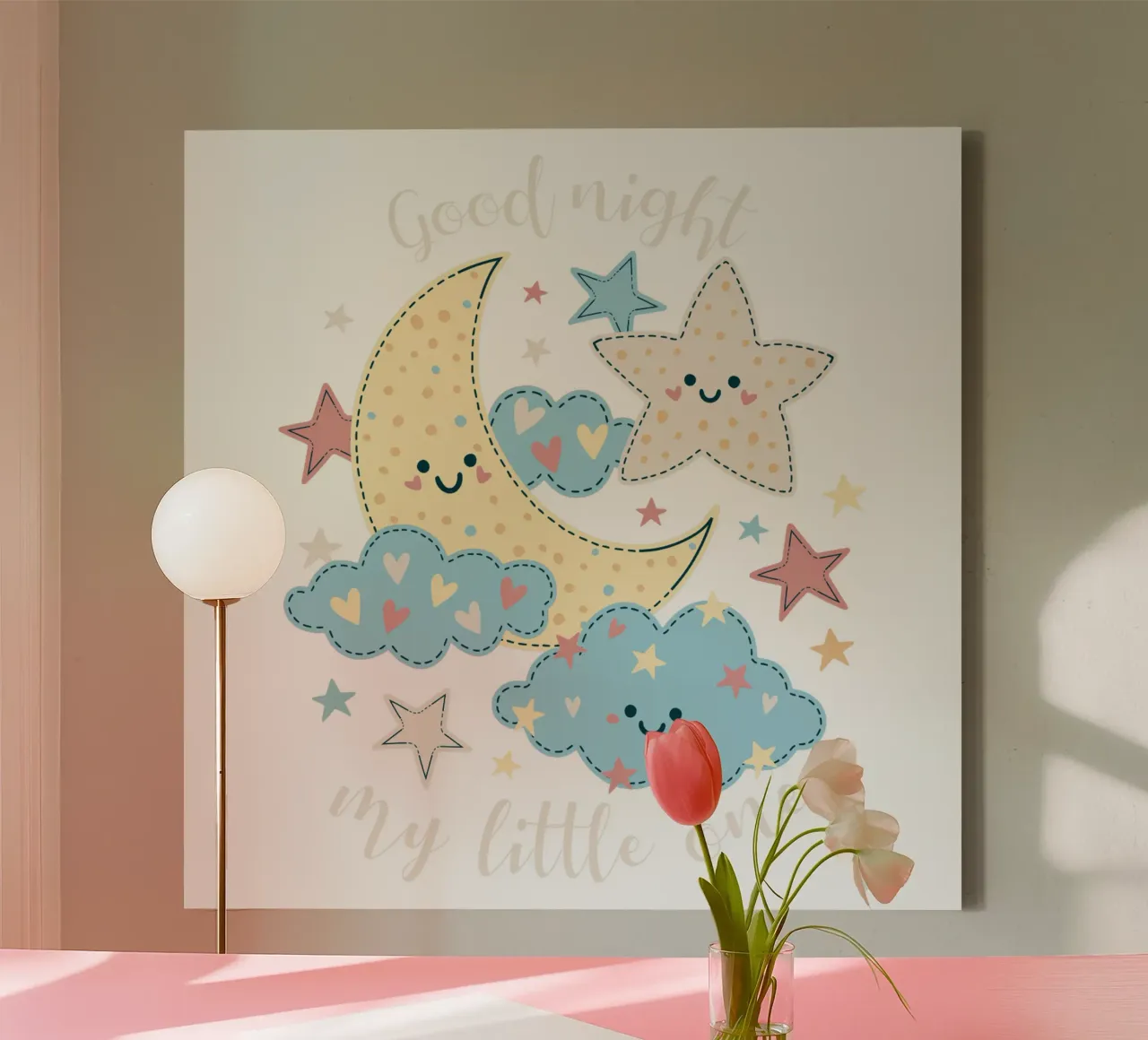 Welterusten schat canvas met Baklijst van 🐹 BABY ART PRINTS