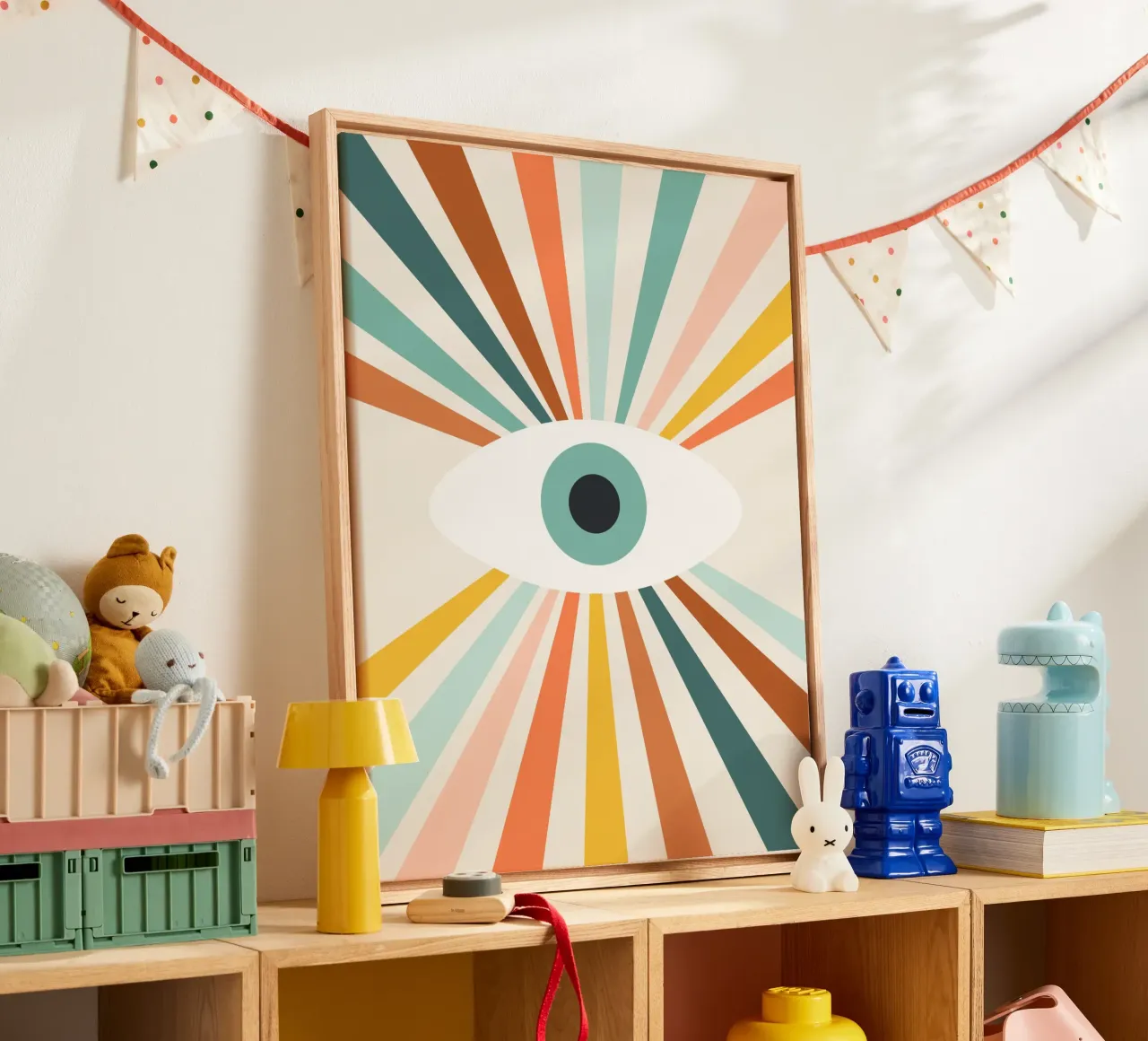 All Seeing Evil Eye - earthy Leinwand mit Schattenfugenrahmen von Gale Switzer