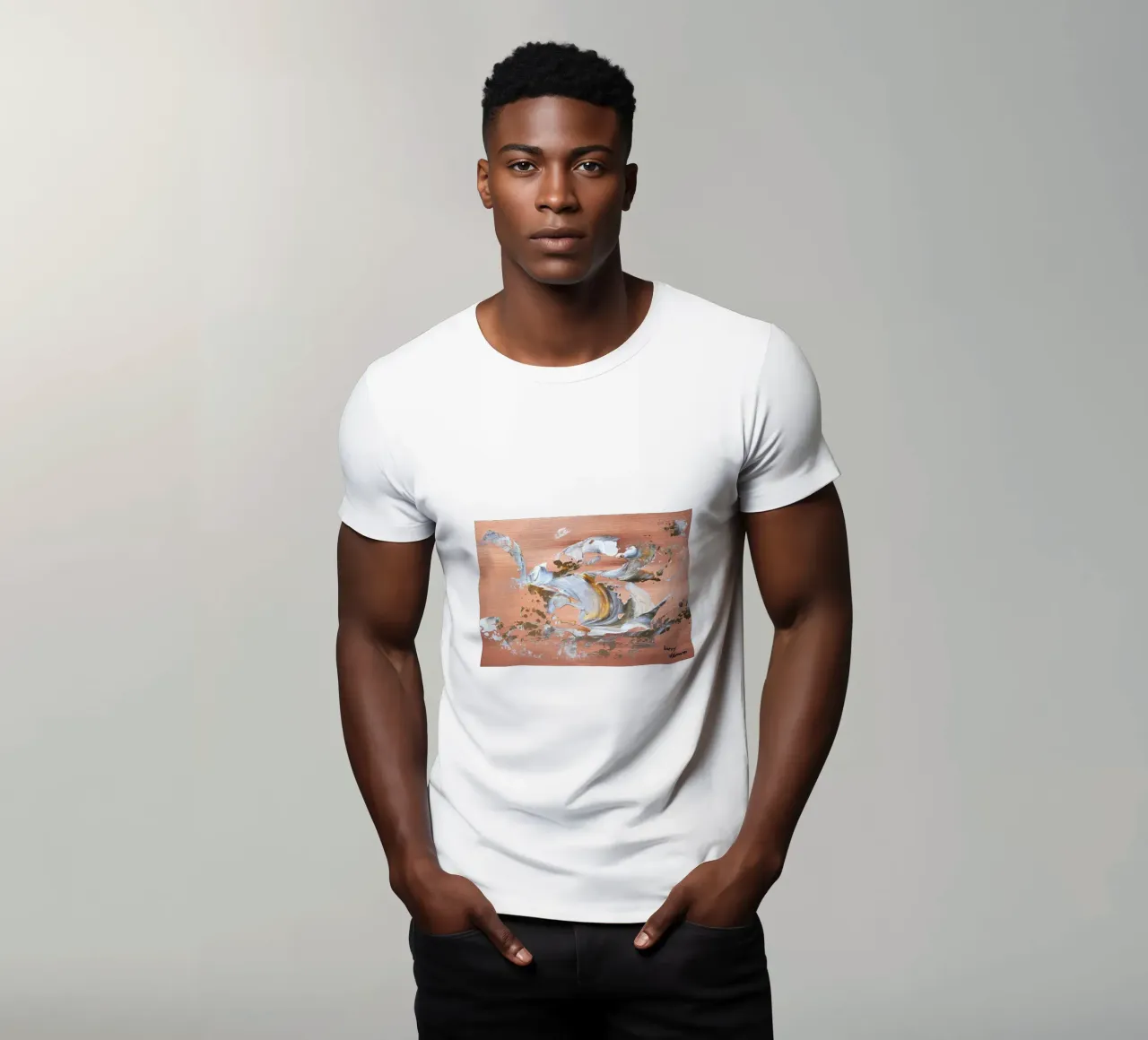 MESSAGE FROM THE HEART 16 t-shirt da Thierry Vobmann Abstract painting