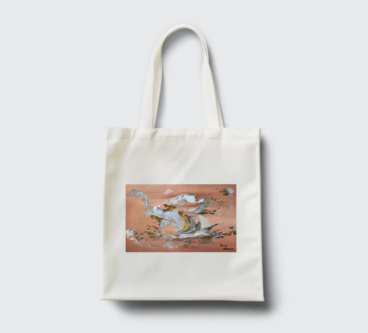 MESSAGE FROM THE HEART 16 borsa in juta da Thierry Vobmann Abstract painting