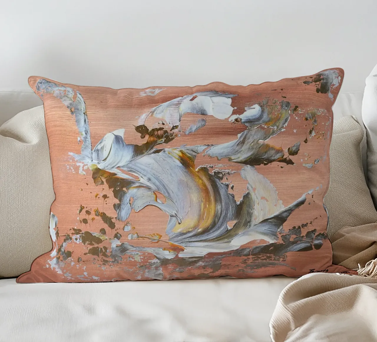 MESSAGE FROM THE HEART 16 coussin de Thierry Vobmann Abstract painting