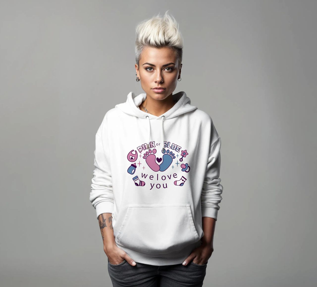 Rosa o blu felpa con cappuccio da BABY ART PRINTS