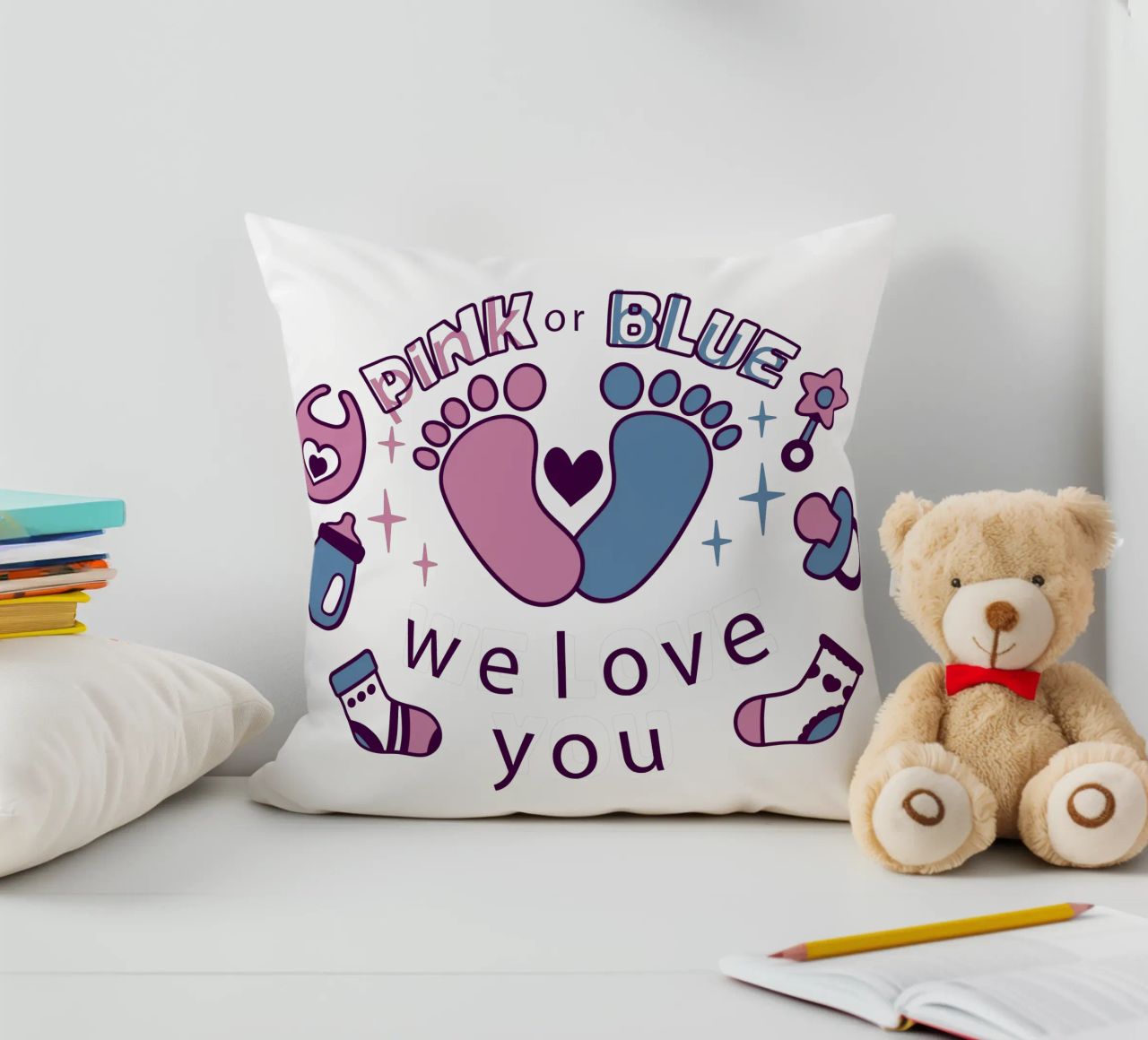 Rosa o blu cuscino da BABY ART PRINTS