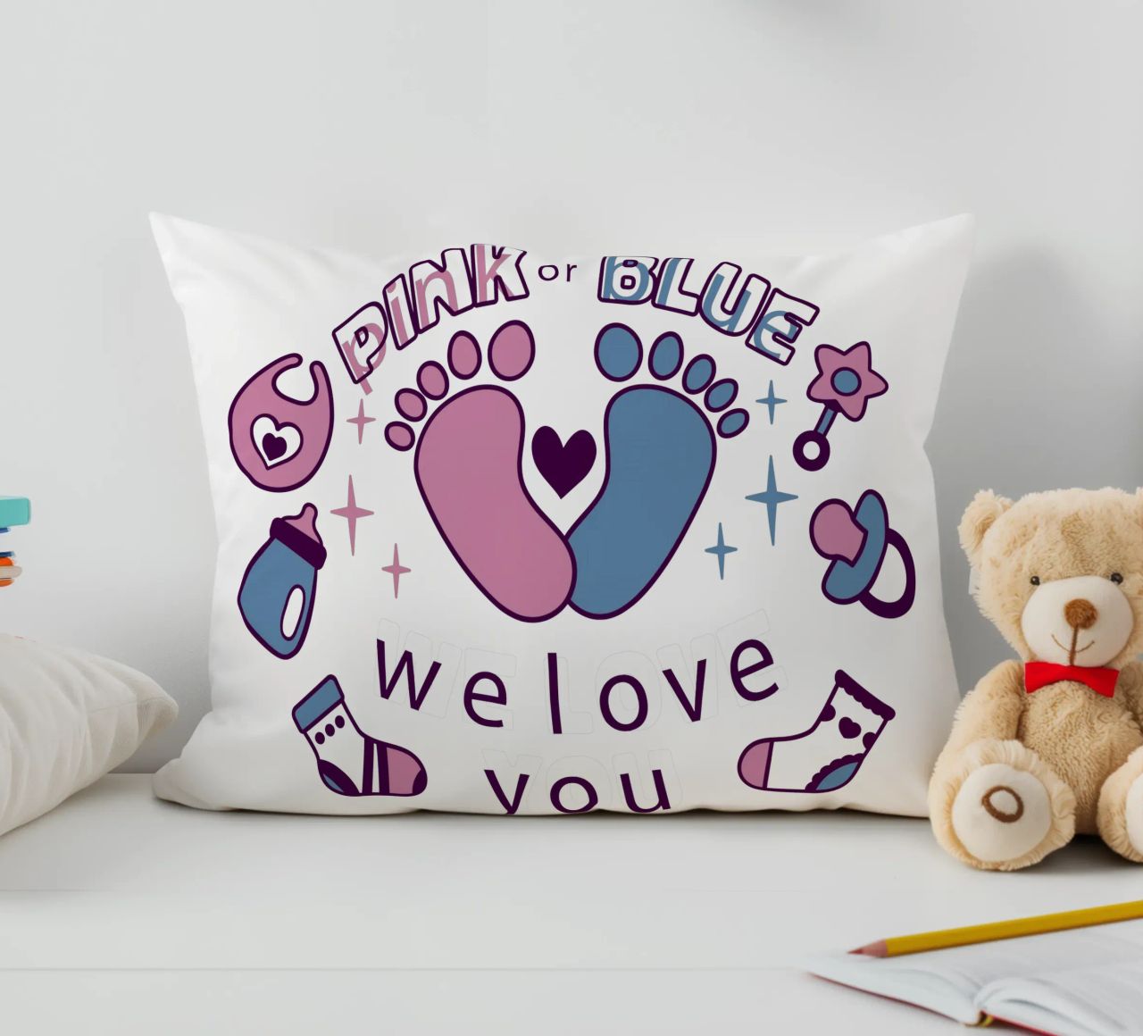 Rosa o blu cuscino da BABY ART PRINTS