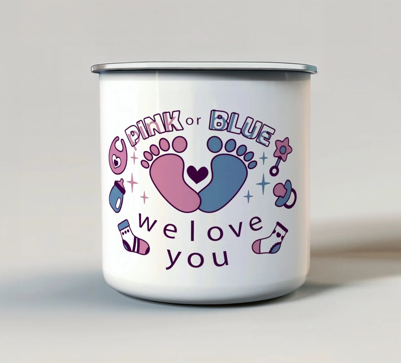 Rosa o blu tazza in smalto da BABY ART PRINTS
