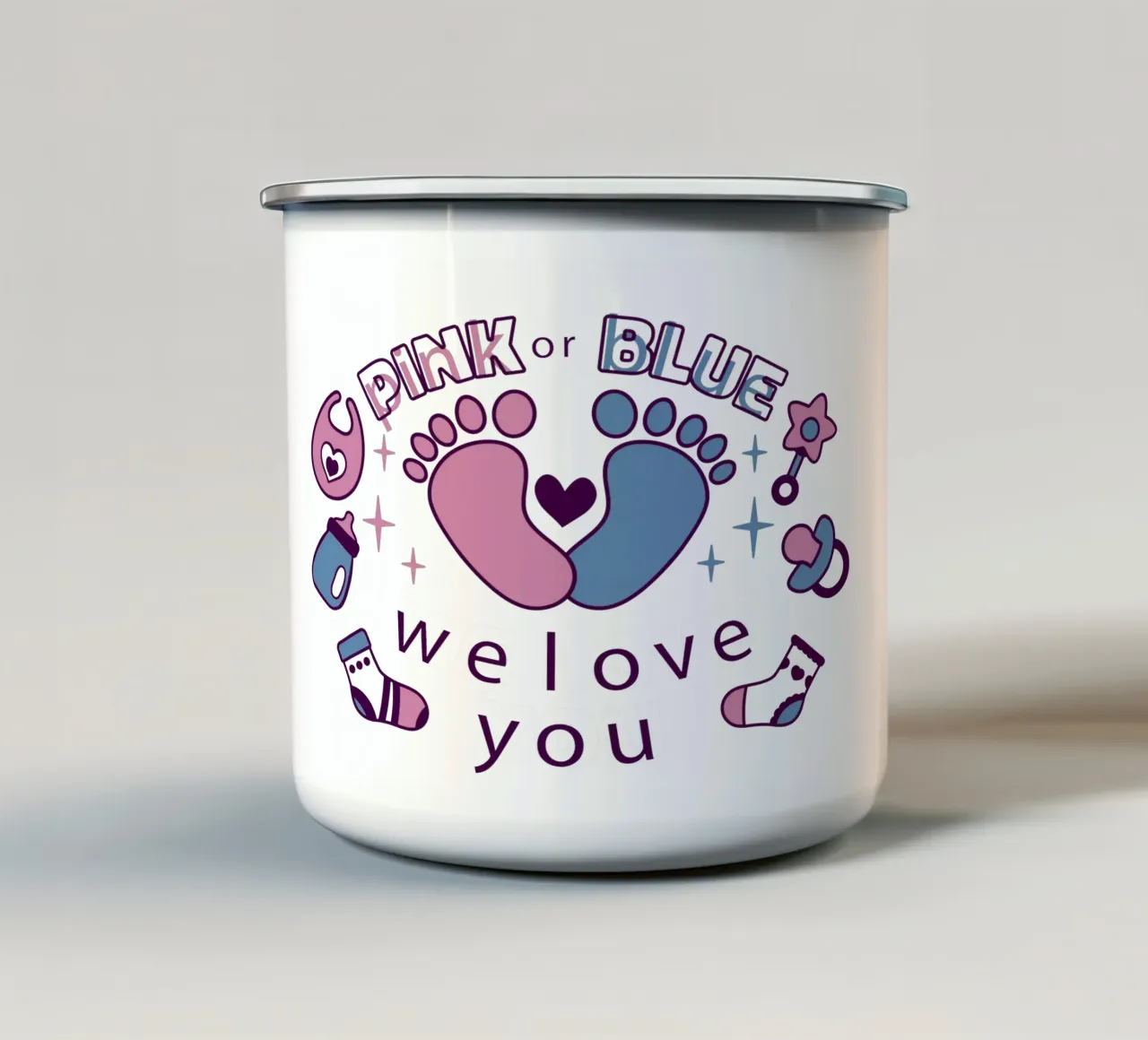 Pink or blue enamel mug by 🐹 BABY ART PRINTS
