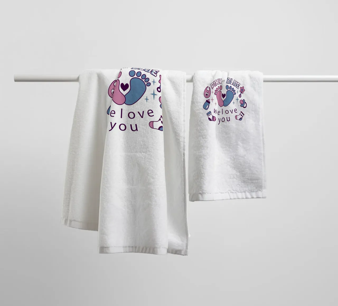 Rosa o blu asciugamano da bagno da 🐹 BABY ART PRINTS