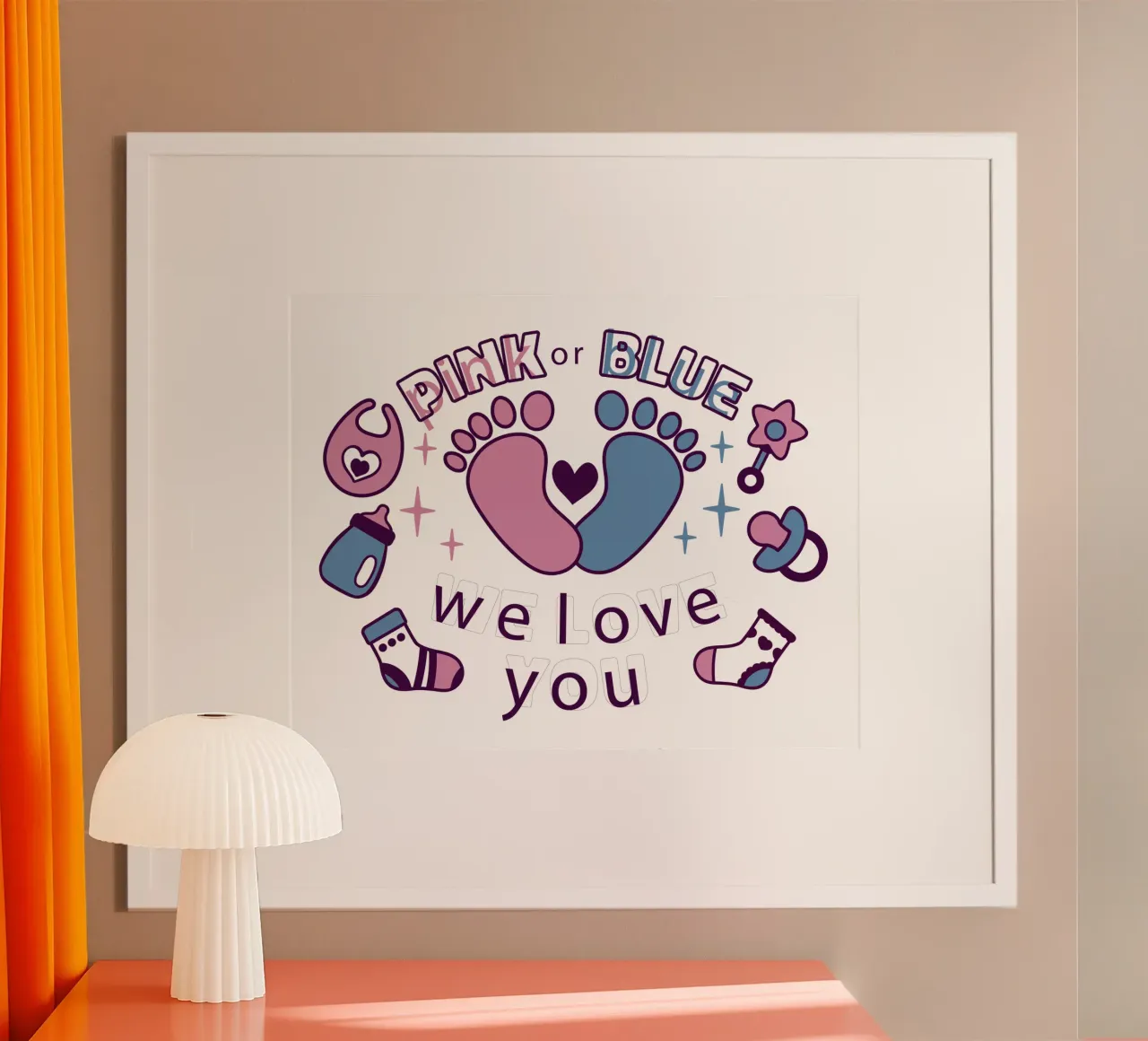 Rosa o blu poster con telaio in alluminio da 🐹 BABY ART PRINTS