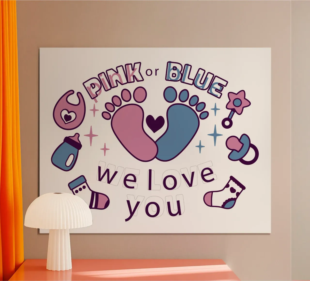 Rosa o blu poster con telaio in alluminio da 🐹 BABY ART PRINTS