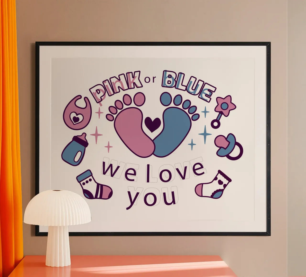 Rosa o blu poster con telaio in alluminio da 🐹 BABY ART PRINTS