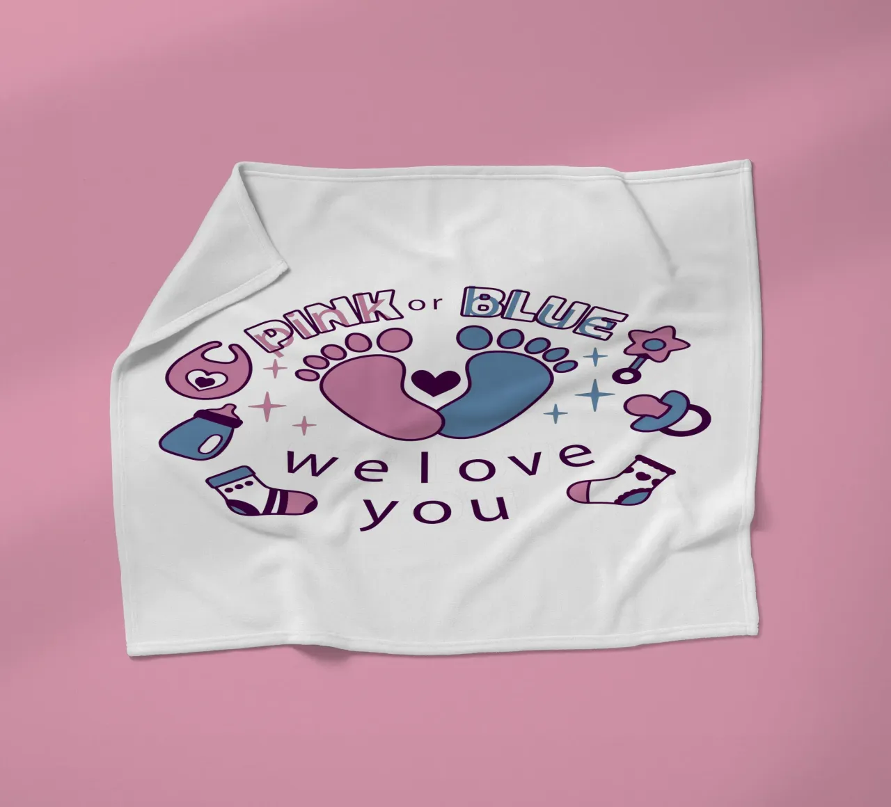 Rosa oder blau Fleecedecke von 🐹 BABY ART PRINTS