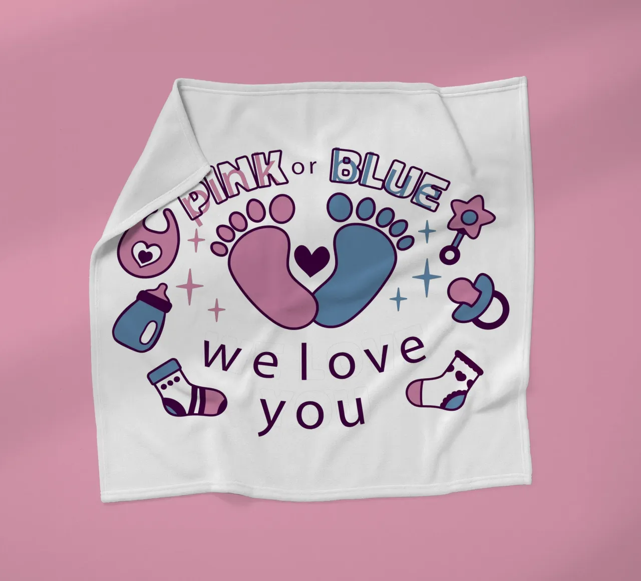 Rosa oder blau Fleecedecke von 🐹 BABY ART PRINTS