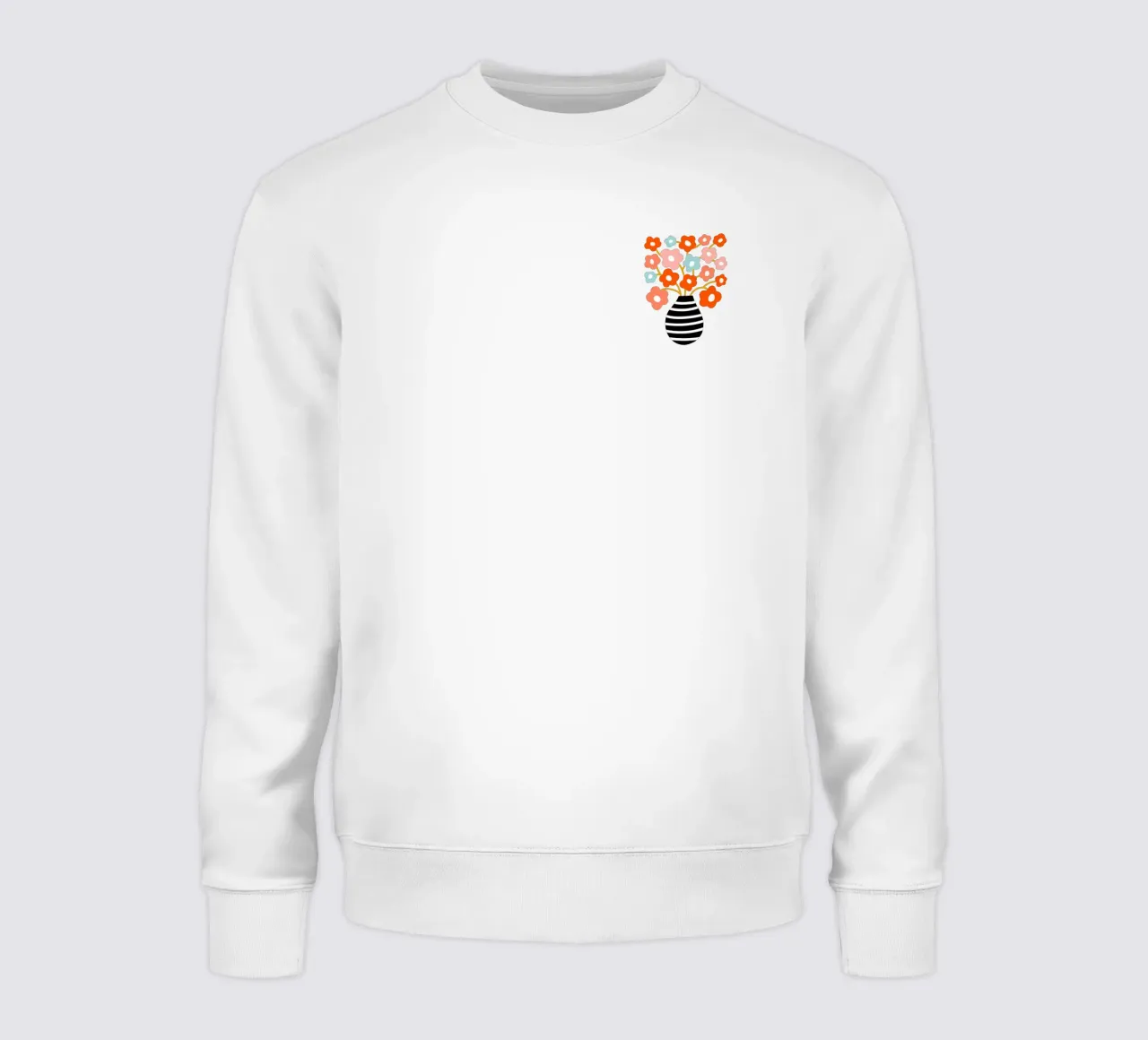 Fiori minimalisti in un vaso nero a righe - Accenti color pesca e acqua felpa da Dominique Vari