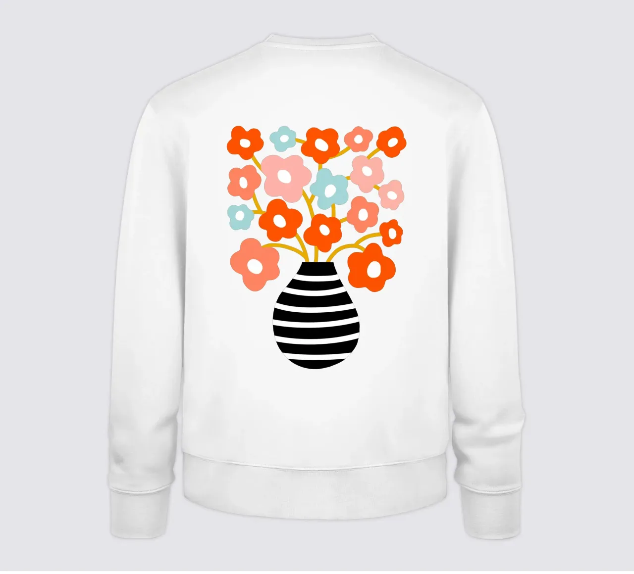 Fiori minimalisti in un vaso nero a righe - Accenti color pesca e acqua felpa da Dominique Vari