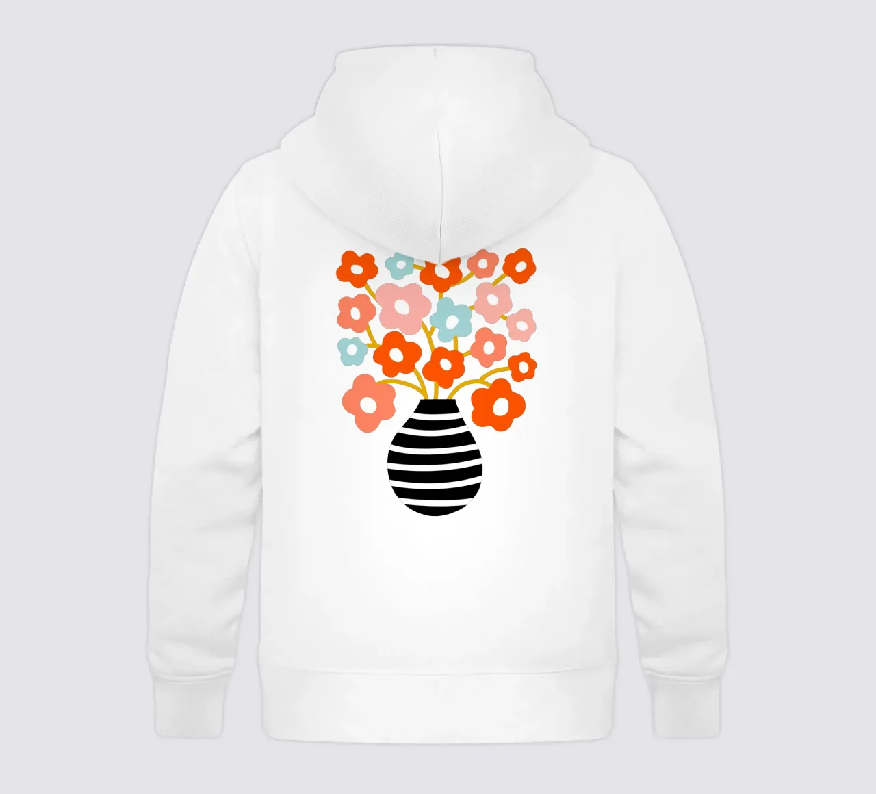 Fiori minimalisti in un vaso nero a righe - Accenti color pesca e acqua felpa bambino con cappuccio da Dominique Vari
