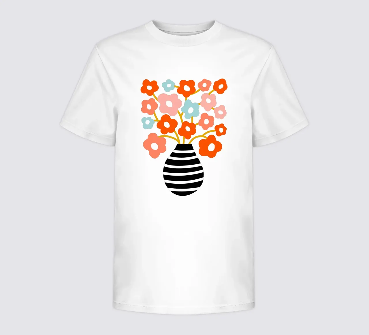 Fiori minimalisti in un vaso nero a righe - Accenti color pesca e acqua t-shirt bambini da Dominique Vari