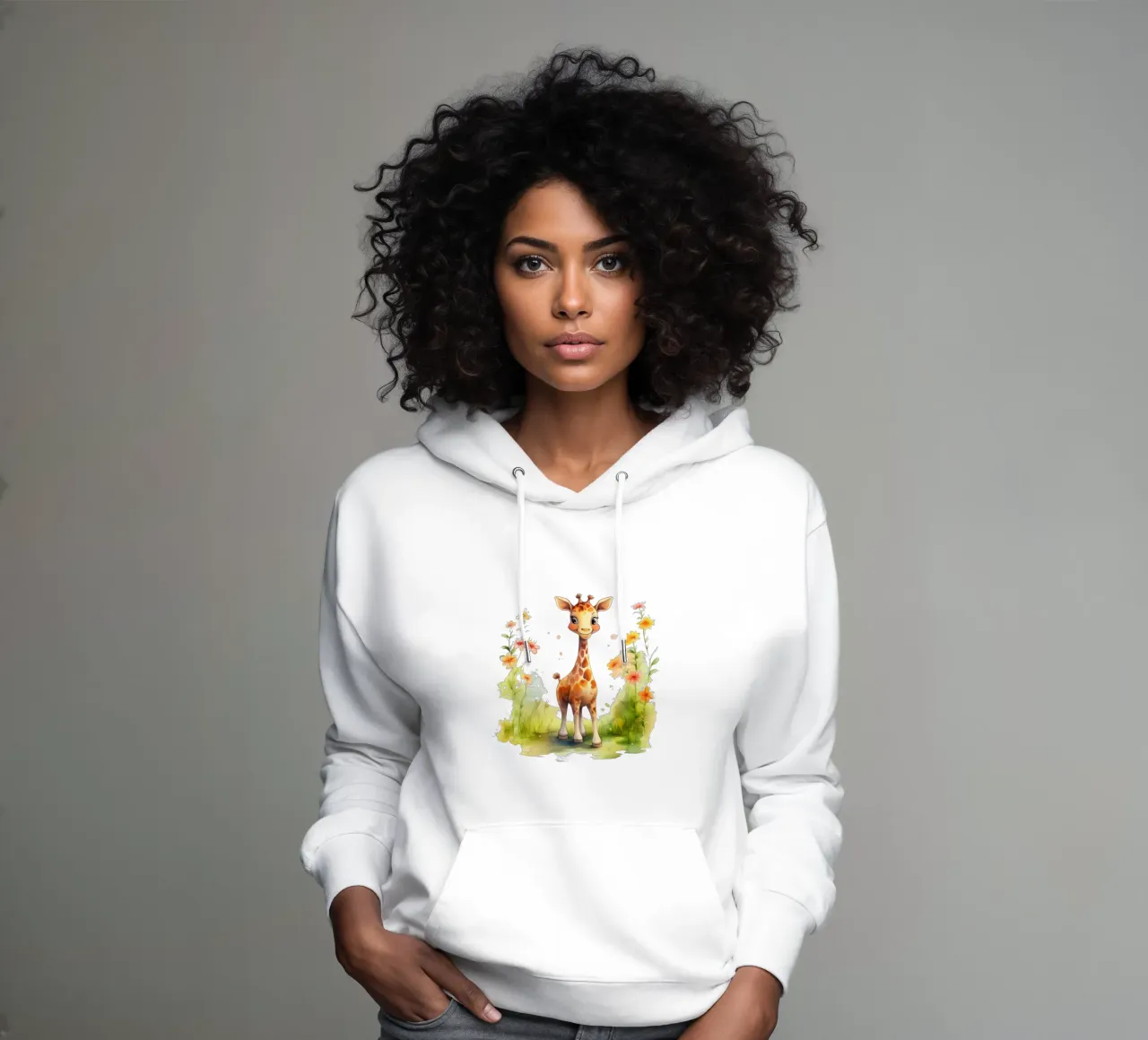 cucciolo di giraffa felpa con cappuccio da BABY ART PRINTS