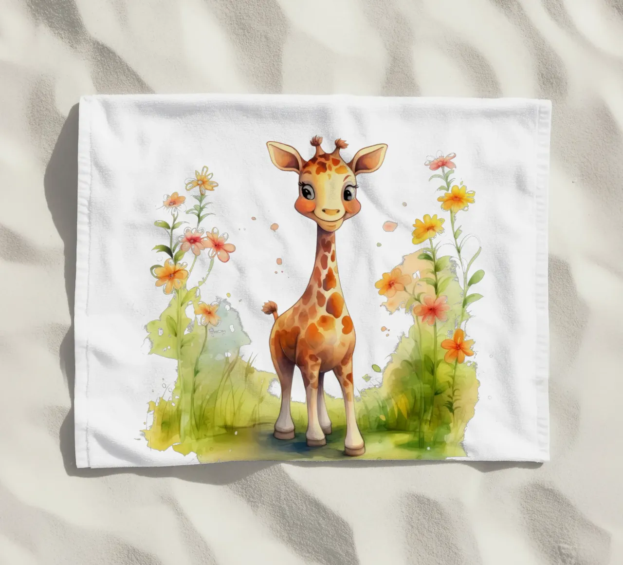 cucciolo di giraffa telo mare da 🐹 BABY ART PRINTS