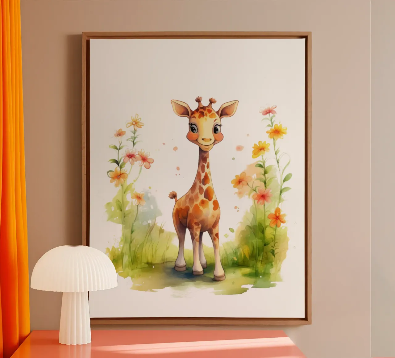 baby giraffe canvas met Baklijst van 🐹 BABY ART PRINTS