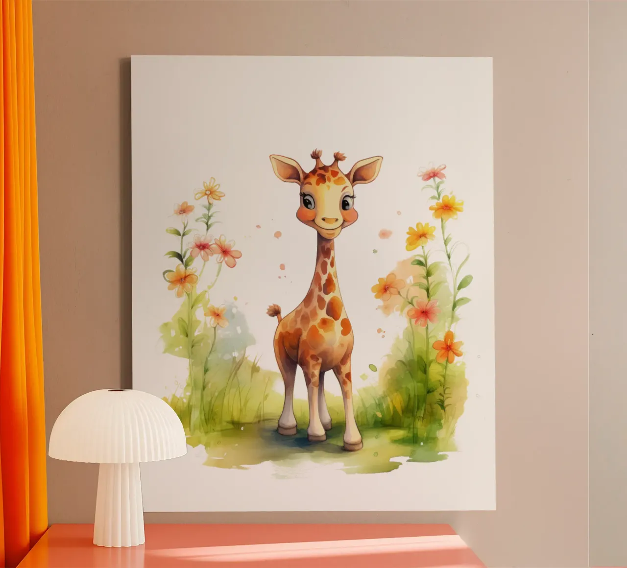 baby giraffe canvas met Baklijst van 🐹 BABY ART PRINTS