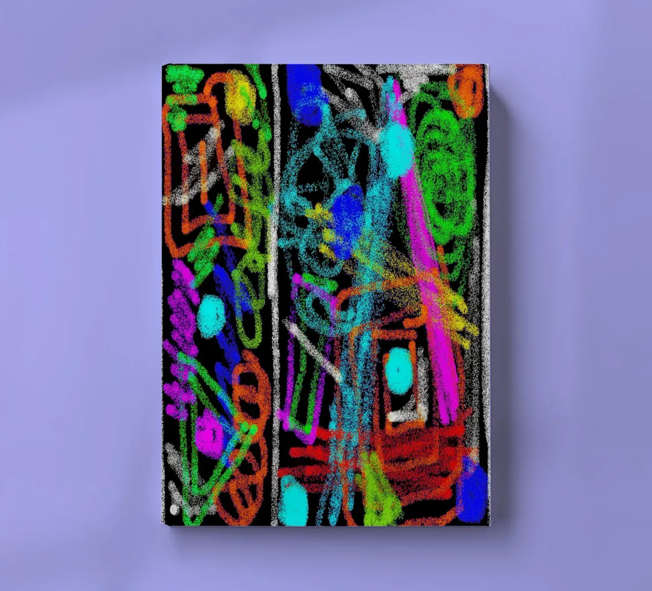Painting and doodling on a black background - neon colours notebook by Gürsel Yesil Digital Art