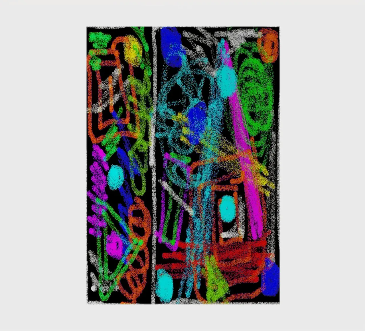 Painting and doodling on a black background - neon colours notebook by Gürsel Yesil Digital Art
