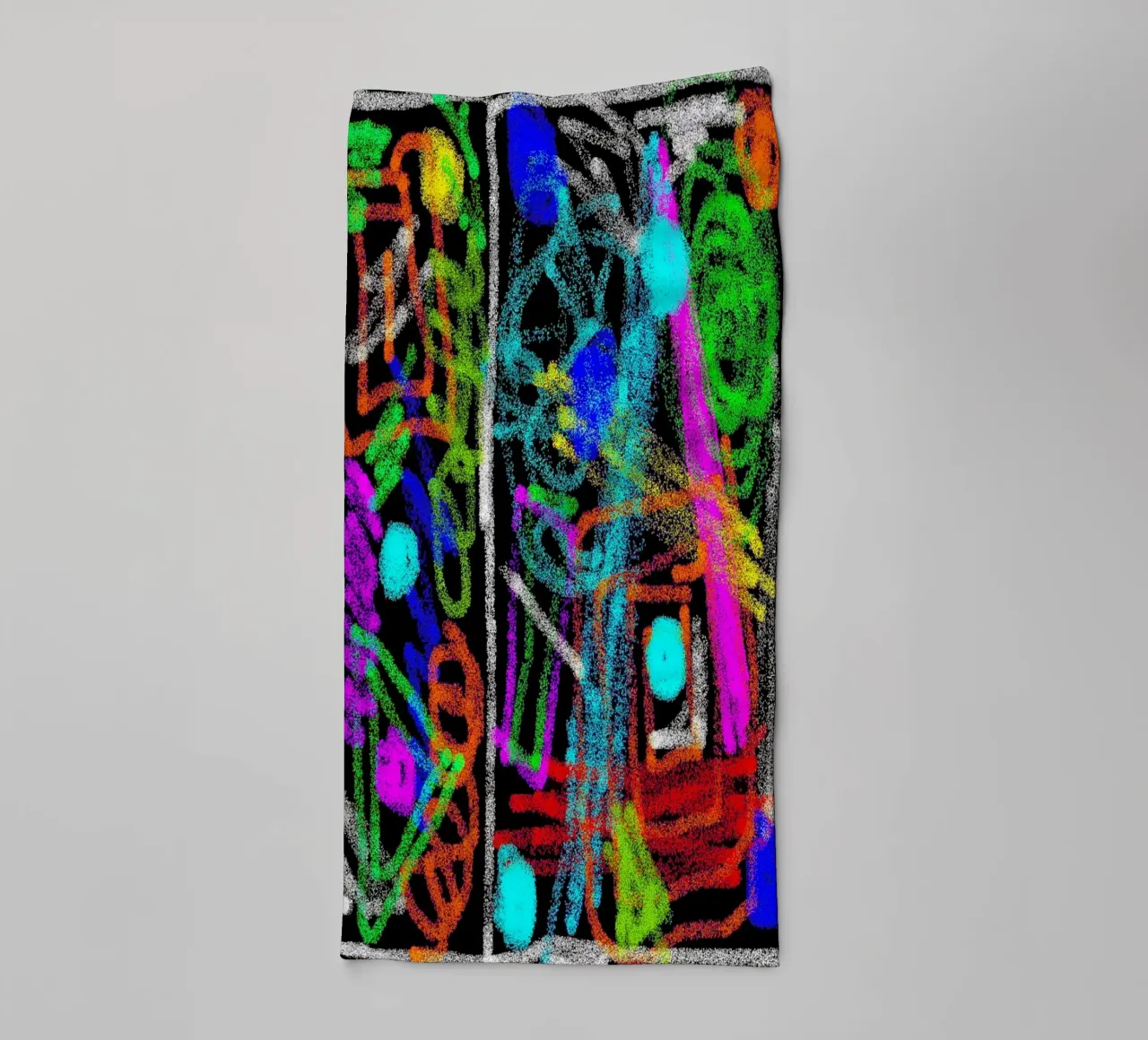 Painting and doodling on a black background - neon colours towel by Gürsel Yesil Digital Art